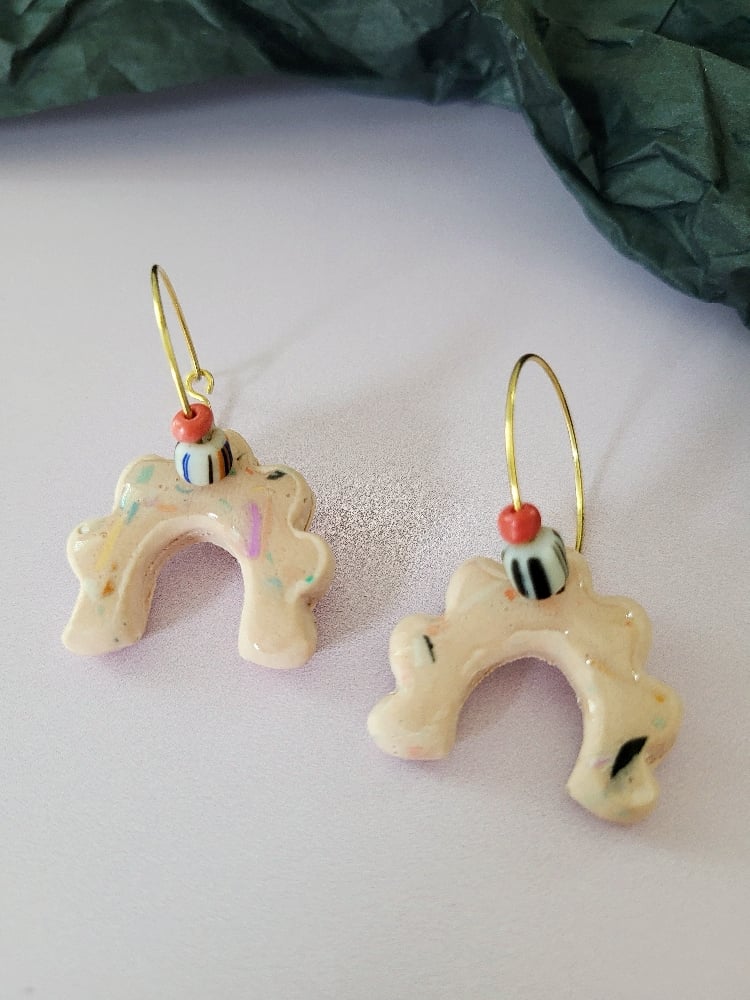 Image of Boucle d'oreilles art deco terrazzo pastel