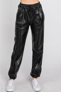 Image 4 of Bad Behavior Faux Leather Joggers