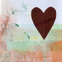 Image 3 of Mini Collage ~ Dark Chocolate Heart,  Pale Green, Terracotta & White ~ 4x4 Inch Mat 