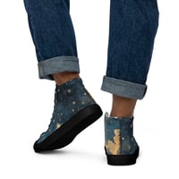 Image 4 of Celestial Night Sky Stars and Clouds Painting Men's High Top Canvas Shoes 