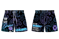 LocalHoops She Got Game Paisley Shorts - Black/Lavender/Teal
