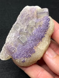 Image 1 of QR Code Fluorite On Druzy Quartz Matrix Specimen #2588