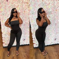 Image 1 of black strapless jumpsuit