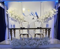 Image 1 of Elegant Sweetheart Table Backdrop with Floral Design – Available for Rent