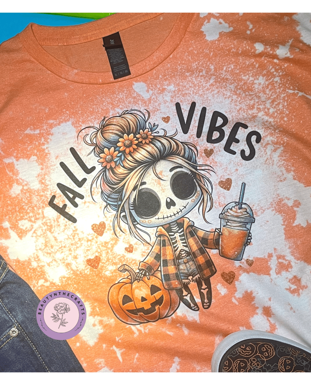 Image of Fall Vibes Bleached T-shirt 