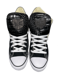 BLACK CROCODILE LEATHER SHIELD HIGH CHUCKS