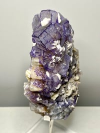 Image 5 of QR Code Fluorite & Barite Specimen On Stand #2585