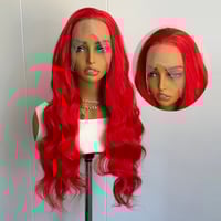 Image 2 of 13X4 dixie Red Wig Long Body Wave Synthetic Lace Front Wig Glueless Hair Lace Frontal Wigs 