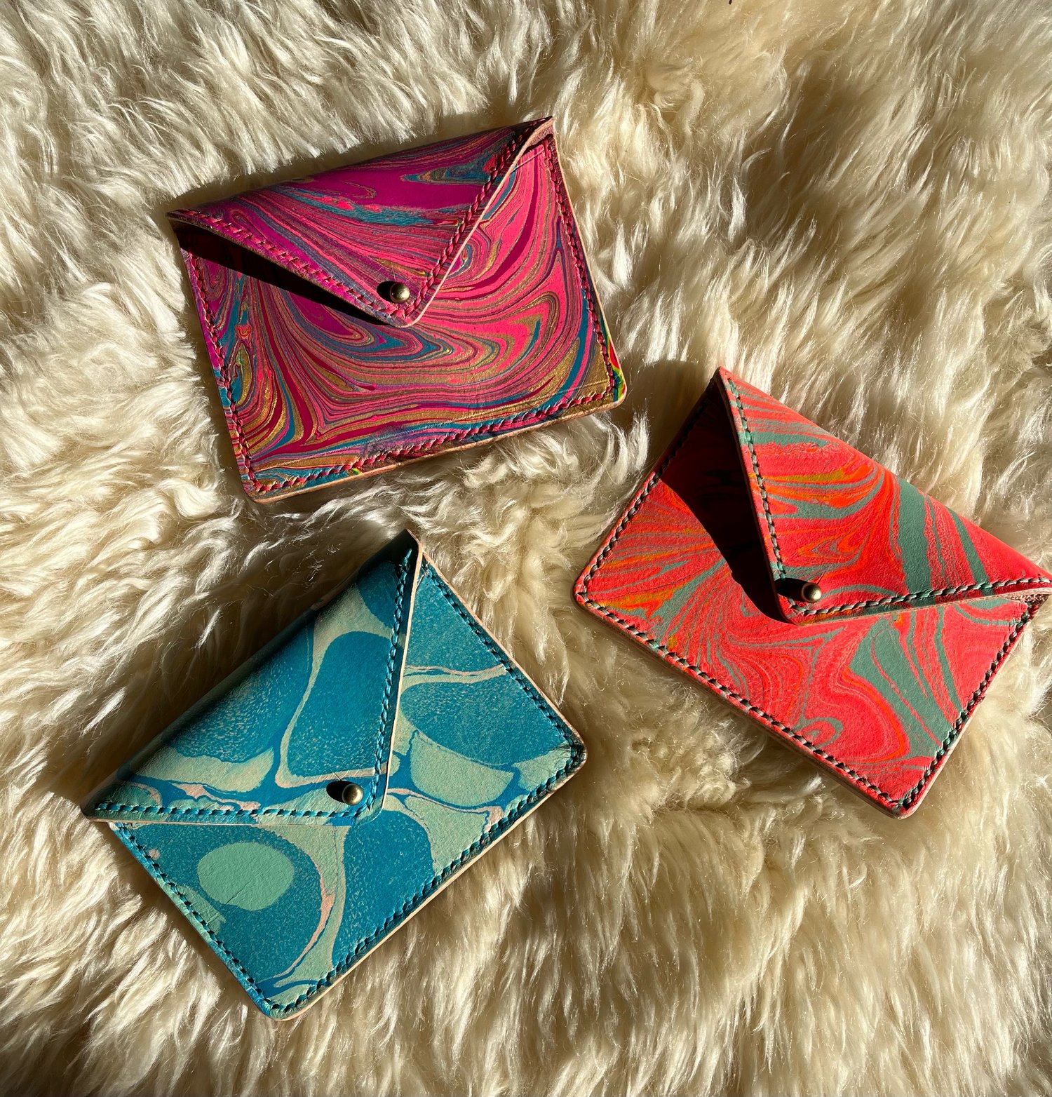 Image of Aqua Marbled Envelope Card Wallet 