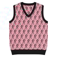 Image 18 of Eugene Teal - Frog with Knife Knit V-neck Vest - Pik and Black