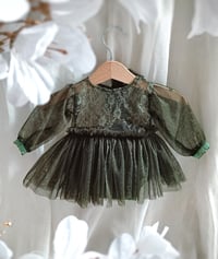 Image 1 of Newborn girl dress for photoshoot |forest  green | Christmas