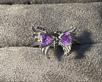 Black/Purple butterfly ring S925