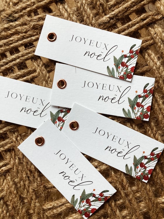 Image of Lot de 5 étiquettes de Noël HOLLY
