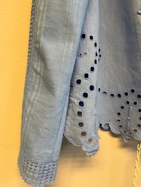 Image 7 of Blue puff sleeve shirt (small)