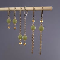 Image 1 of Boucles d'oreilles pendantes bronze vert kaki 