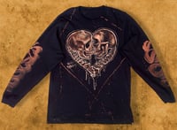 Image 1 of “LOVERS TILL DEATH” BLEACH PAINTED LONG SLEEVE T-SHIRT MEDIUM