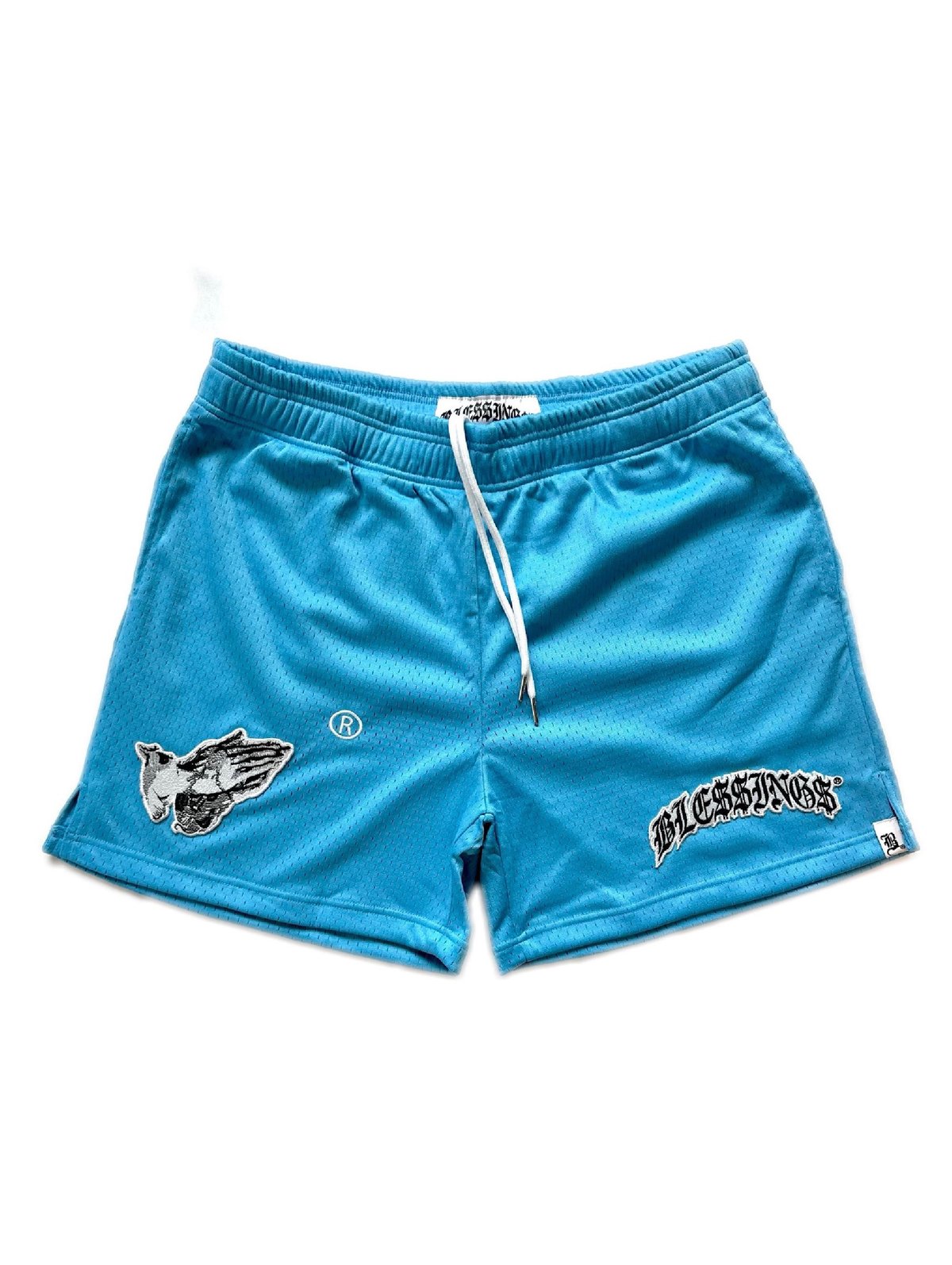 Image of BLE$$ING$®️ 500GSM BABY BLUE MESH SHORTS 