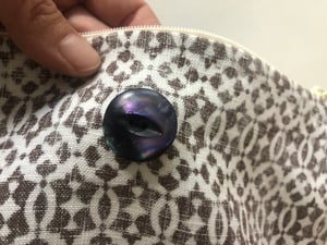 Image of coco linen reverse bag with vintage button