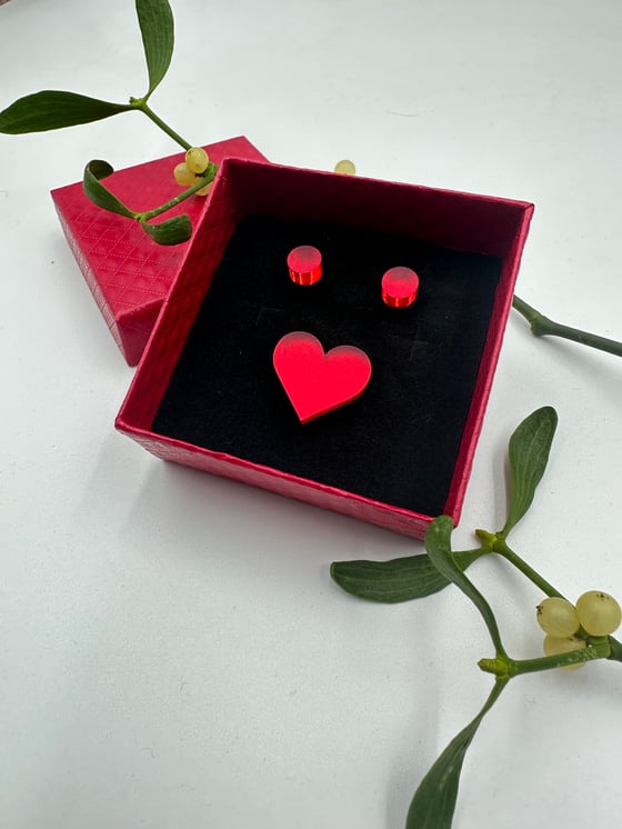 Image of Set brož srdce & náušnice Circle mini