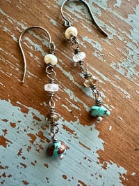 Image 13 of turquoise nugget and iolite dangle earrings