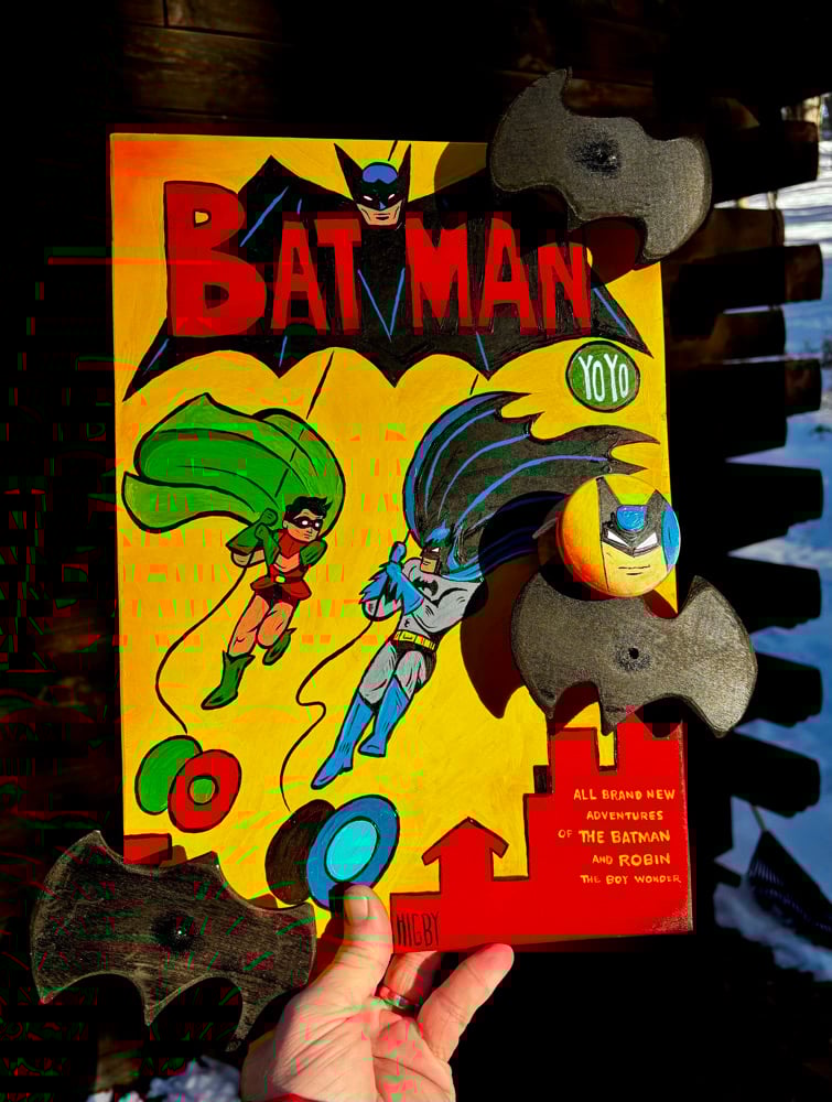 Image of Batman and Robin Wood Yo-Yo Display
