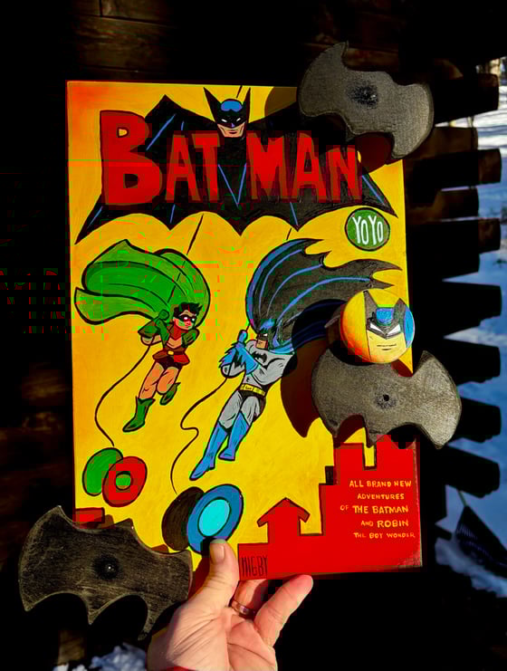 Image of Batman and Robin Wood Yo-Yo Display