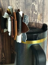 Image 4 of Western Themed Cow Print and Blue Jean Tumbler Straw Topper Bow