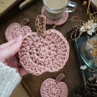 Image 1 of Pink set of 4 pumpkin coasters 