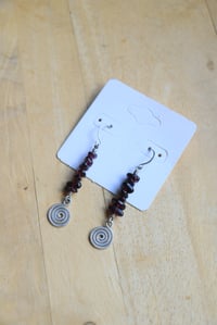 Image 3 of Silver x Spiral Garnet Earrings