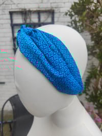 Image 2 of Boho turban Head Band- sari fabric turquoise