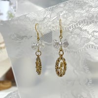 Image 3 of Bow and Rose Dangle Earrings