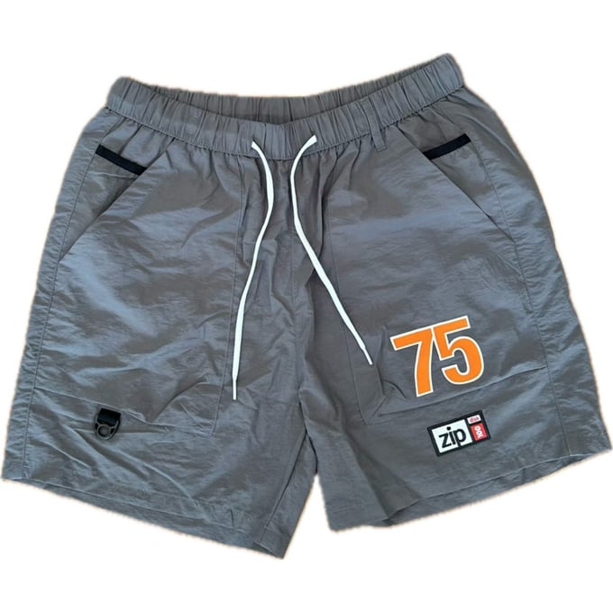 Image of 75 Zip 100 Shorts GREY w- Orange numbers 