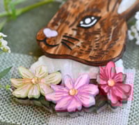 Image 2 of Blaire Bunny Brooch - pink and yellow flowers