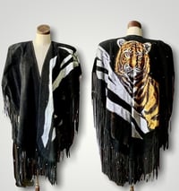 Image 1 of Fringe Suede Leather Bengal Tiger Cape O/S