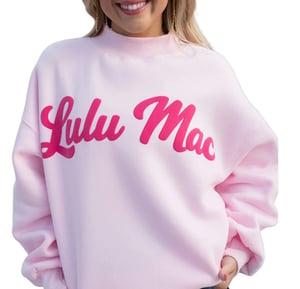 Image of Lulu Mac Script Mock Neck Sweatshirts PIck Your Color 