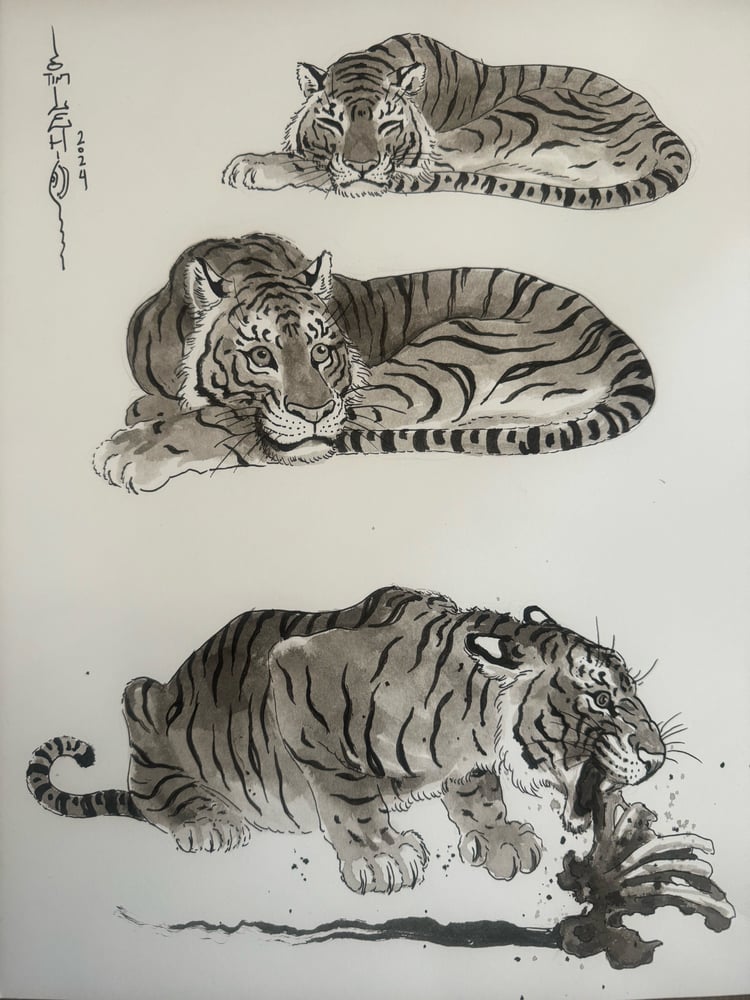 Image of Original Tim Lehi "Tiger Book Art 96" Illustration