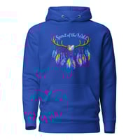 Image 6 of Unisex Hoodie, Spirit Of The Wild Western Antlers Feathers Hoodie