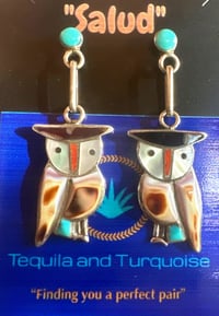 Image 1 of Owl ya doin’? Inlay native earrings 