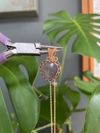 Image 2 of Gold Silver Sheen Obsidian Heart Crystal Necklace