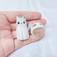 Image 4 of Gray And White Cat With Astronaut Helmet Ceramic Figurine 