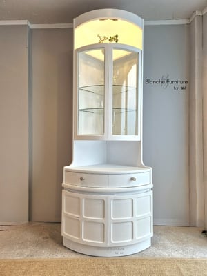 Image of Nathan Corner Drinks Cabinet unit in White with light.