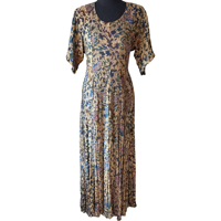 Image 6 of Vintage 90s Moody Floral Rayon Babydoll Maxi Dress by Starina -Women’s Size Medium 