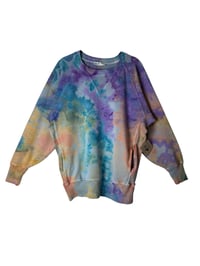 Image 2 of M Ladies French Terry Pocket Sweatshirt in Muted Watercolor Ice Dye