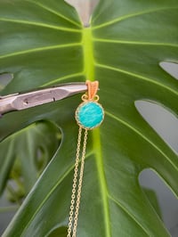 Image 3 of Gold Ice Amazonite Coin Crystal Necklace