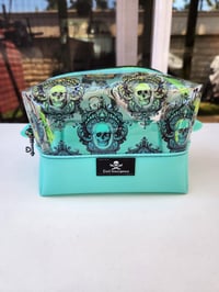 Image 3 of Rainbow skulls clear boxy pouch