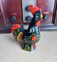 Image 5 of Vtg Swedish DALA ROOSTER Hand Carved Painted Wooden Black Multi