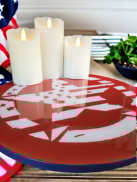 Image 3 of 14" Lazy Susan Turntable Epoxy Resin Art American Star