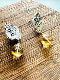 Image 5 of sterling silver post earrings with faceted citrine gemstones