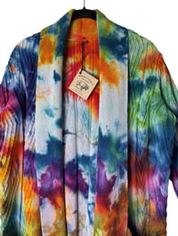 Image 6 of M Snow-Dyed 100% Cotton Chunky Knit Cardigan in Rainbow Dye