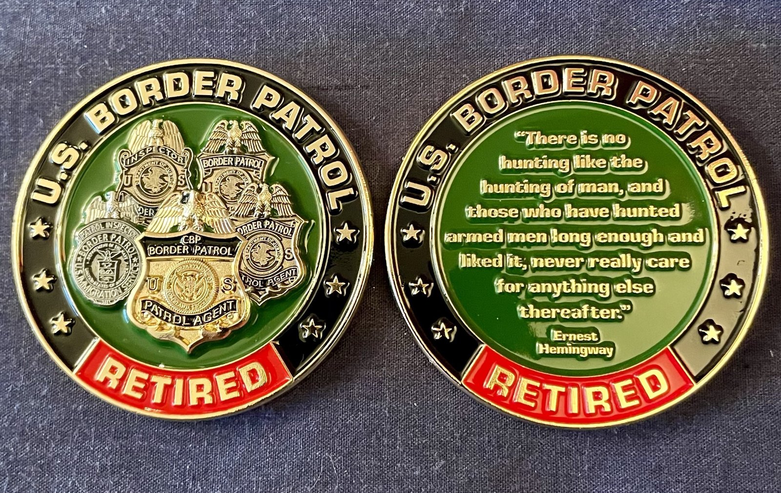 USBP RETIRED BADGE COIN OLD PATROL HQ FIERCE 5